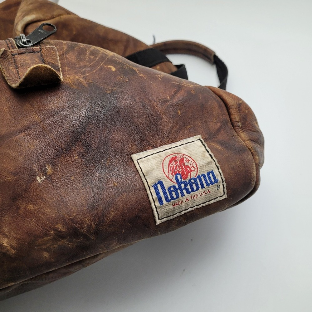 Vintage Nokona Leather Bag Travel Overnight Duffle Carry On Rare - Picture 6 of 14